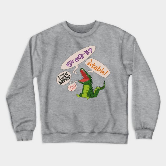 Hungry Gator Multilingual Crewneck Sweatshirt by ErinaBDesigns